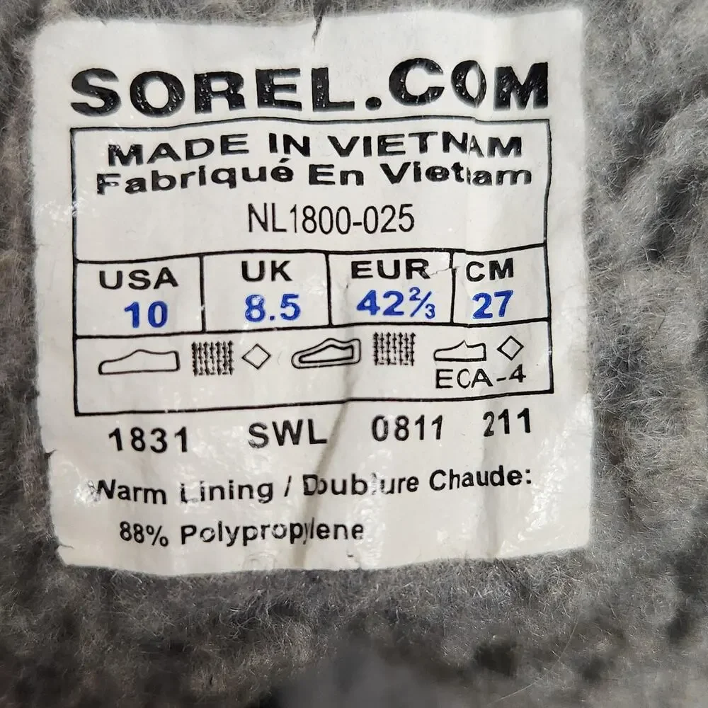 Sorel Gray Plaid Snow Boots Womens Size 10 Waterproof Insulated Faux Fur